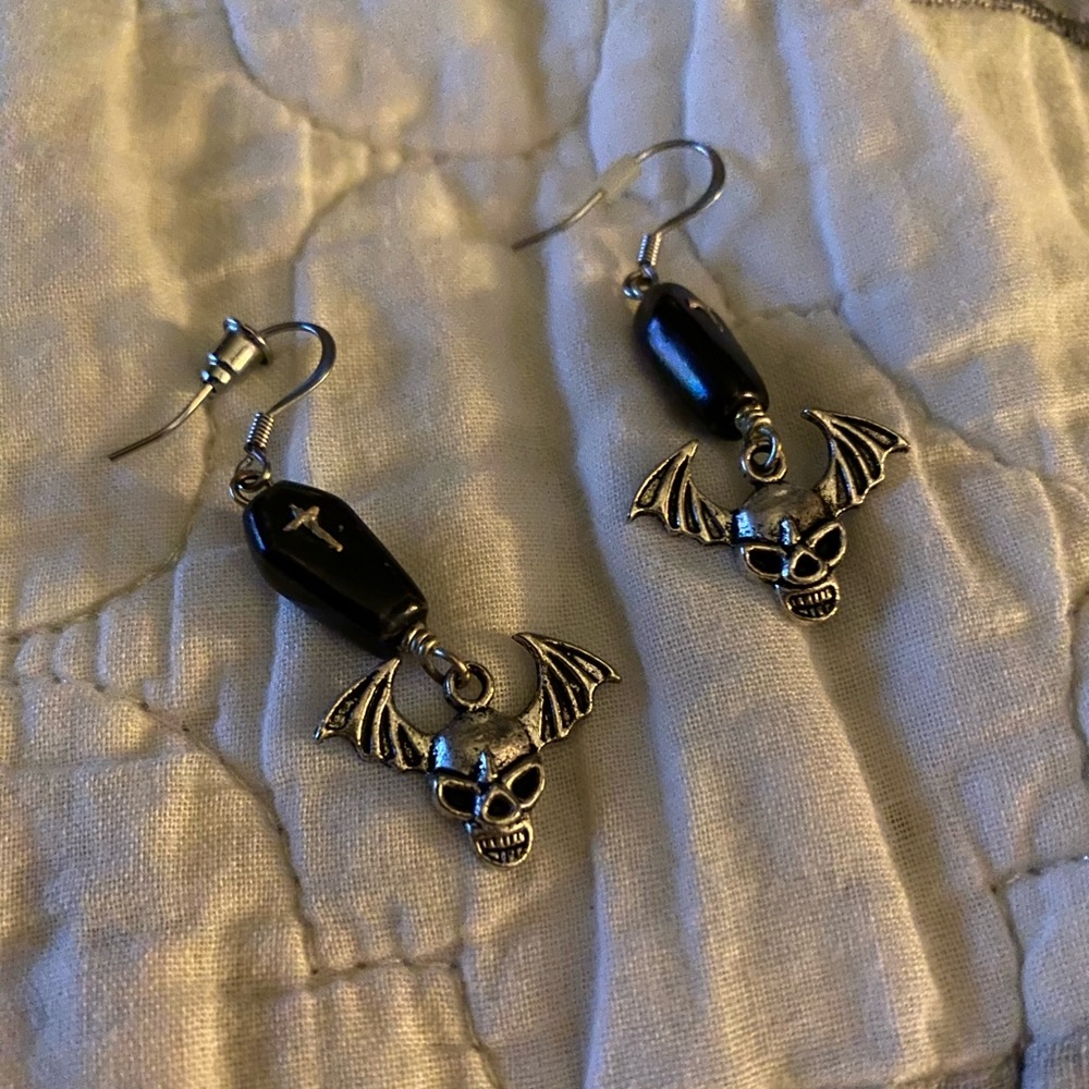 Edgy Skull/Bat Halloween Earrings